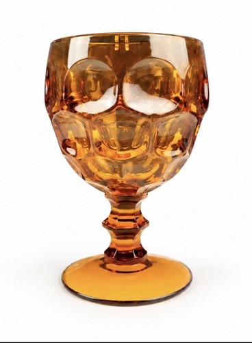 Thumbprint amber glass goblet - thumbprint,